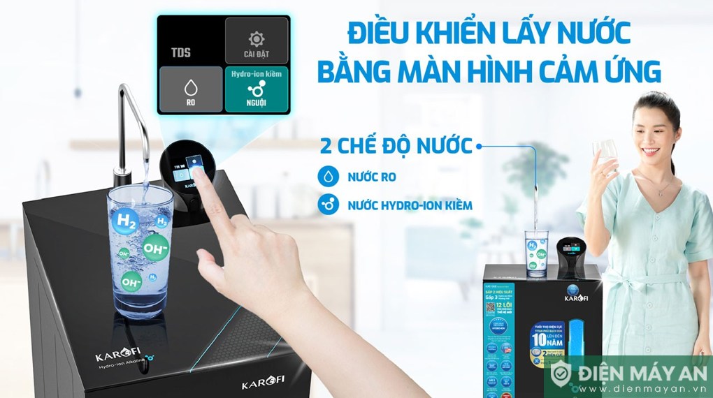 Máy lọc nước RO Hydro-ion kiềm Karofi KAE-S68 12 lõi